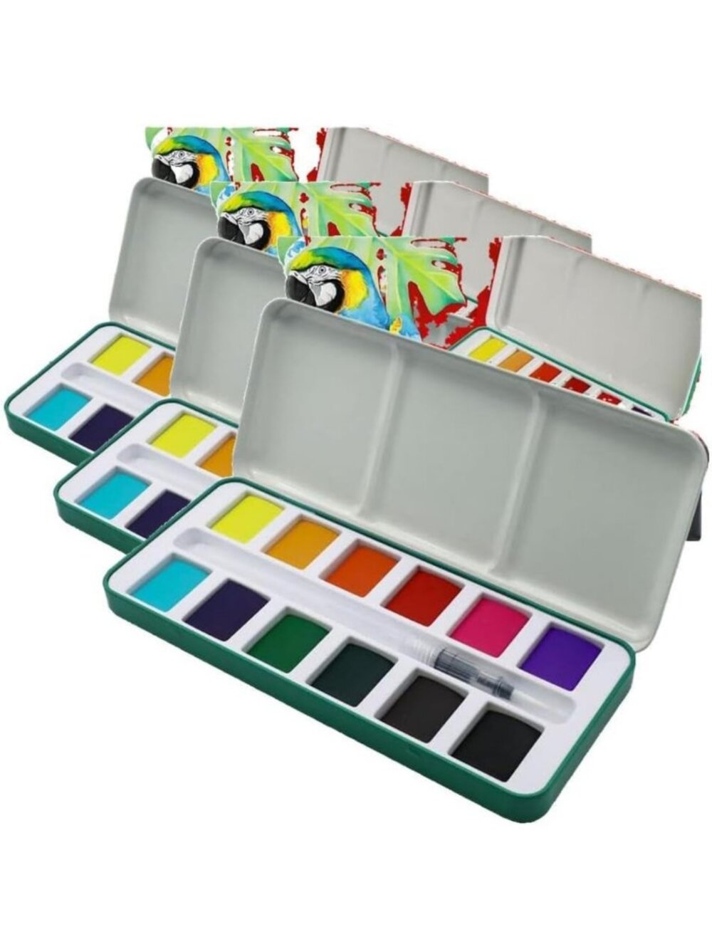 Vibrant 13pc Watercolor Set in Tin - Portable, Multi-Color, Translucent Finish
